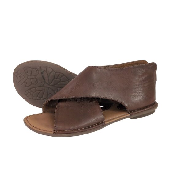 BOC Shoes - BOC Moc Sandal Womens 6 Brown Vegan Leather Back Zip Casual Contemporary Earthy